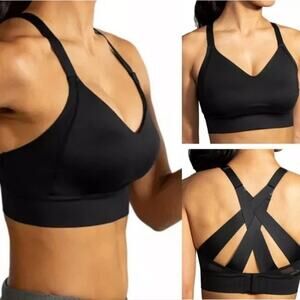 NWT Brooks Drive‎ Interlace Run Bra Black Size 40DD/E Cardio Walking Activewear